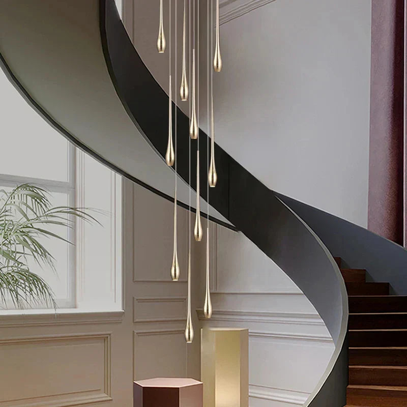DecorBites™ Gold-Plated LED Ceiling Chandelier for Staircase, Living Room, Kitchen, Attic