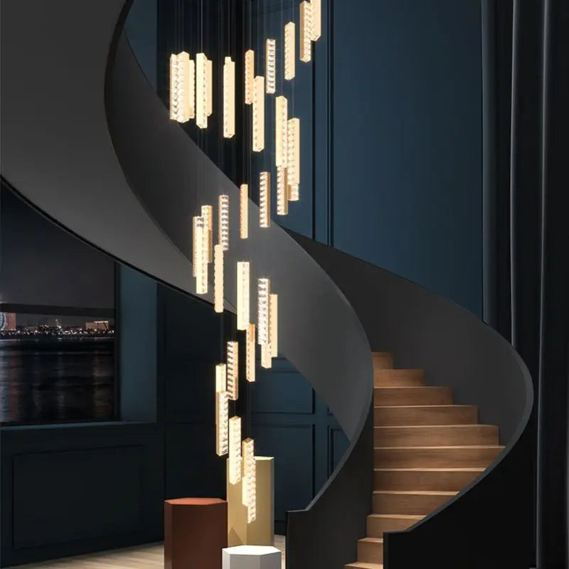 DecorBites™ Crystal Lustre Pendant Lights with Dimmable LED, Adjustable Cable - Gold Chrome Steel