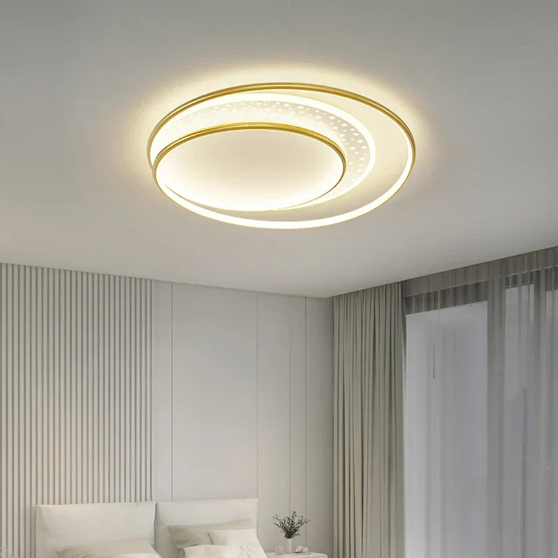 DecorBites™ Gold Gray LED Chandelier: Creativity Combo Round Star Lamps
