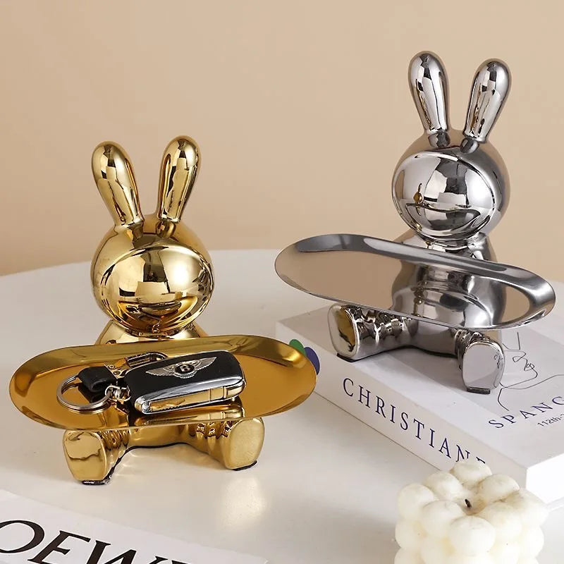 DecorBites™ Lucky Rabbit Key Tray: Stylish Home Decoration and Organizer