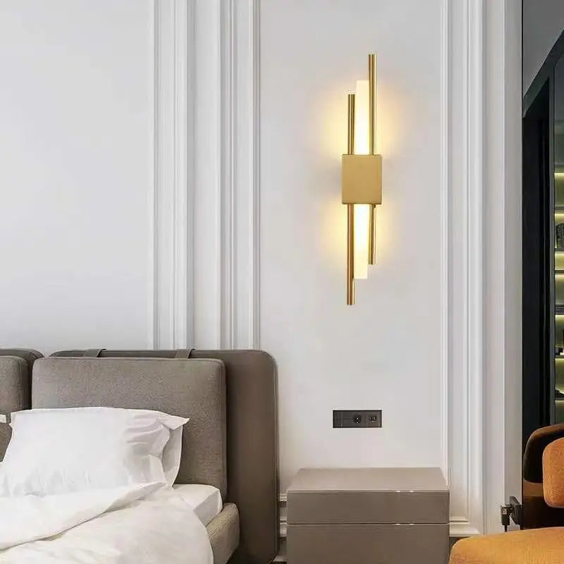 DecorBites™ Art Deco Gold LED Wall Sconce with Marble Accent - Modern Bedroom & Living Room Lighting