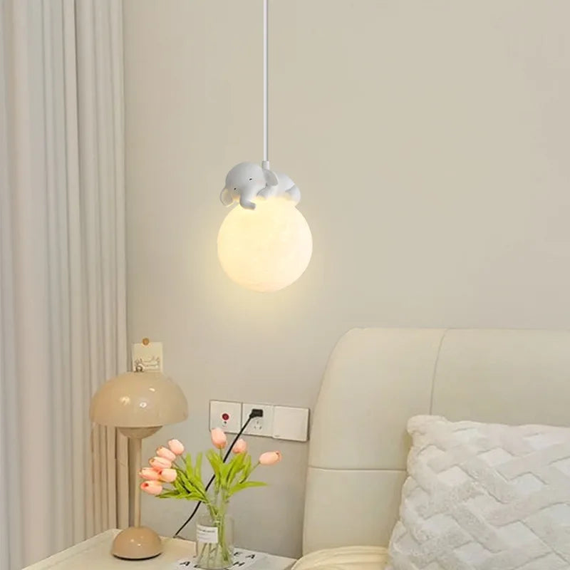 DecorBites™ Animal Resin Pendant Lamps: Bear Rabbit Dog Sheep Bunny Chandelier for Children's Room