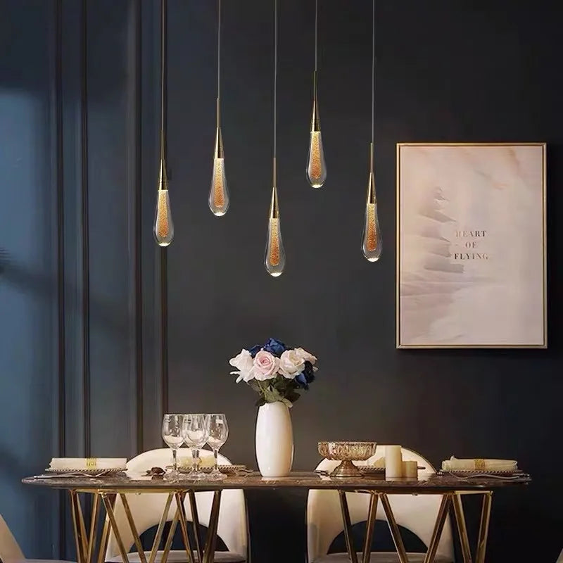 DecorBites™ Crystal LED Chandelier: Modern Loft Art Pendant Lighting for Restaurant, Bar, Staircase