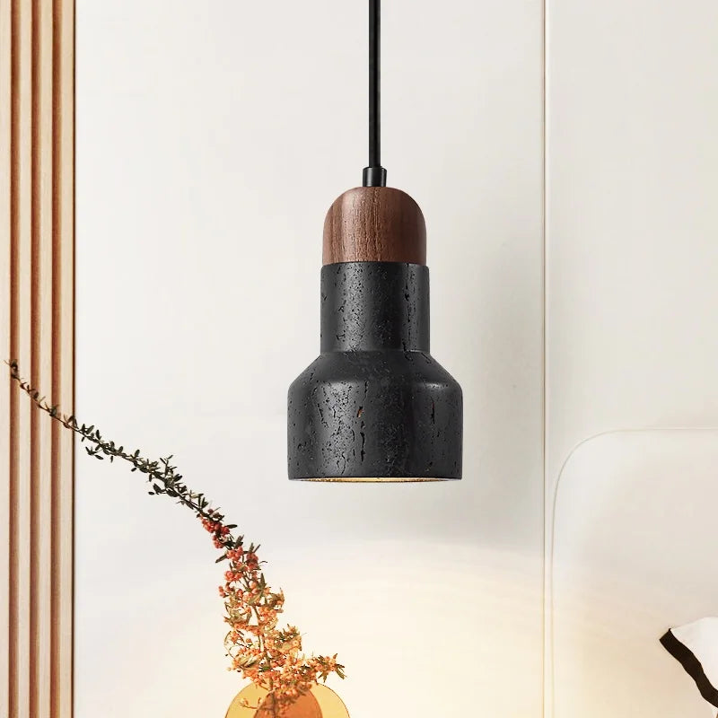 DecorBites™ Black Stone LED Hanging Pendant Light for Modern Home Decor