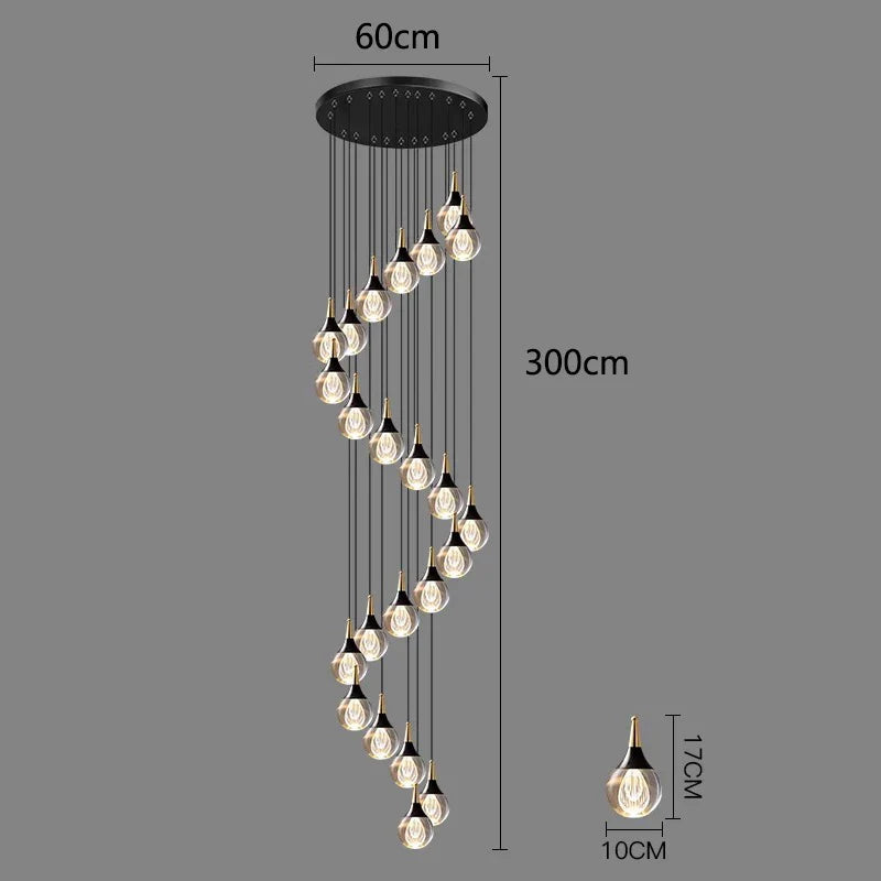 DecorBites™ Crystal Chandelier Stair Pendant Lamp Living Room Interior Lighting