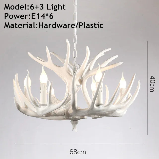 DecorBites™ Antler Pendant Chandelier for Living Room Decor - 6 Arms Deer Horn Hanging Lamp