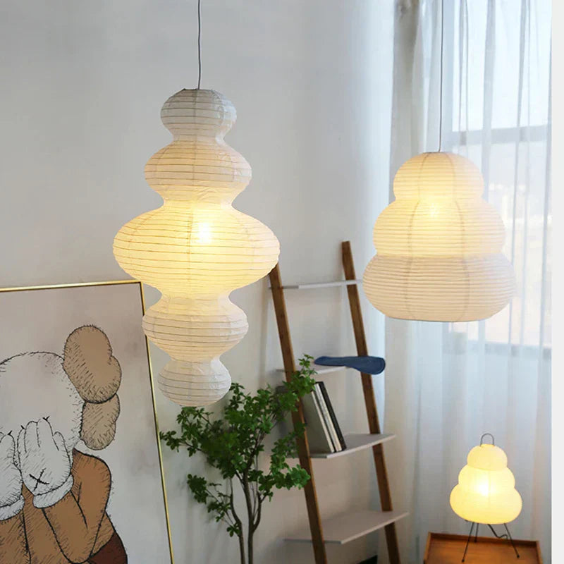 DecorBites™ Akari Rice Paper Pendant Lamp for Living Room Bedroom, LED Hanging Light