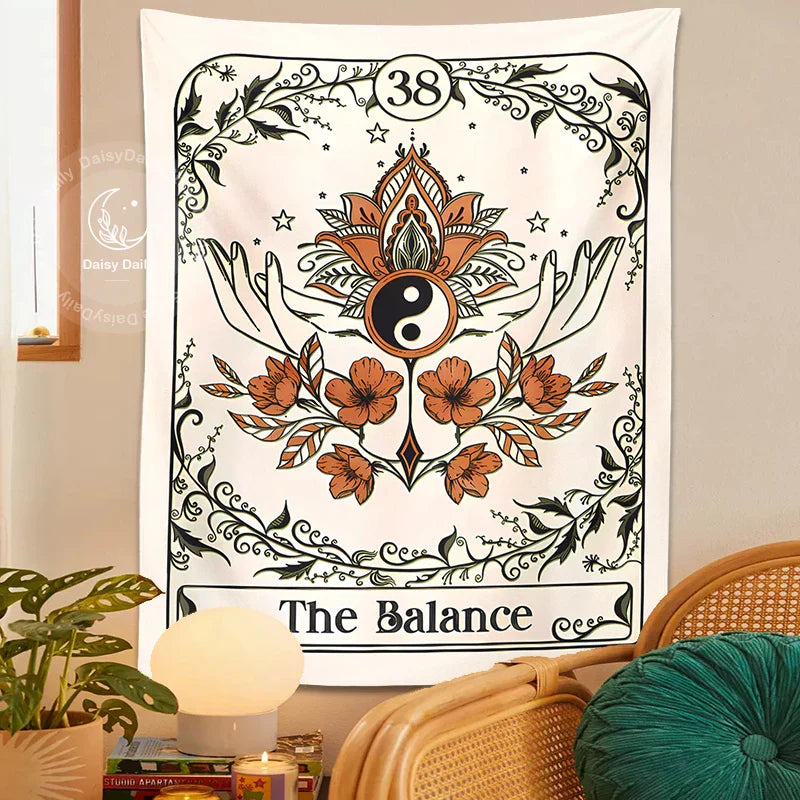 DecorBites™ Balance Tarot Tapestry Wall Hanging - Mystical Bohemian Sun Moon Decor