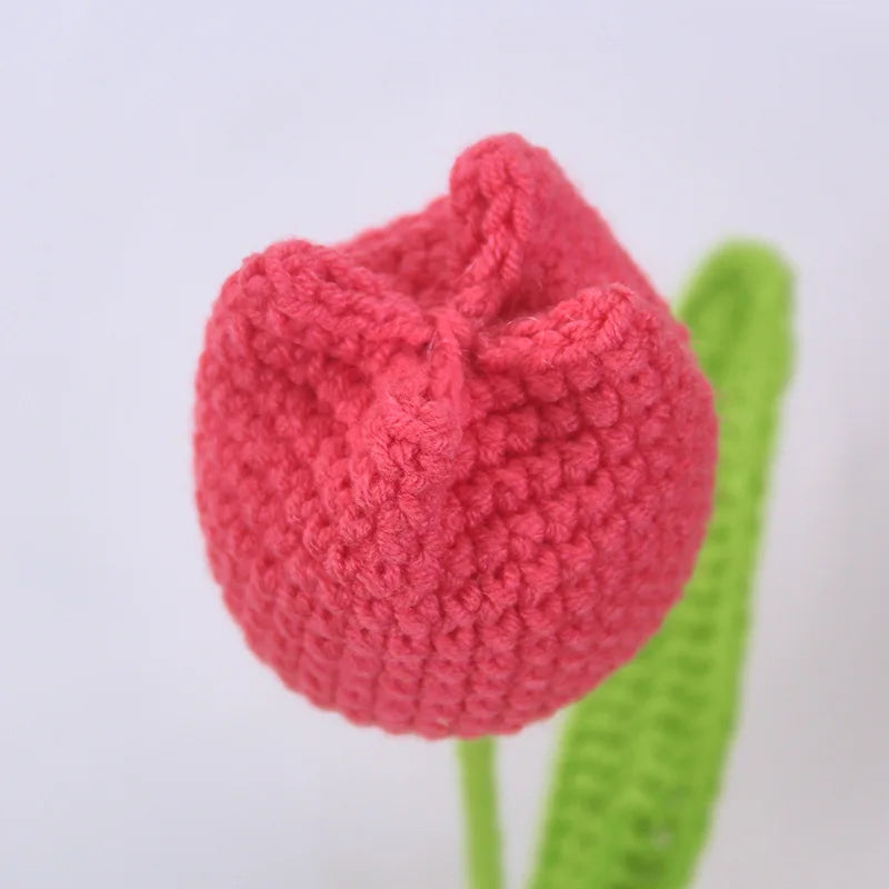 DecorBites™ Handmade Knitted Crochet Tulips for Home Decor - Set of 1