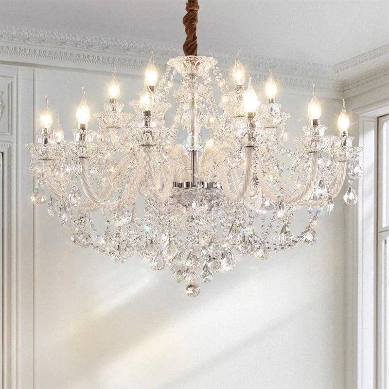 DecorBites™ Crystal Chandelier LED Candle K9 Crystal Lamp for Living Dining Bedroom Shop