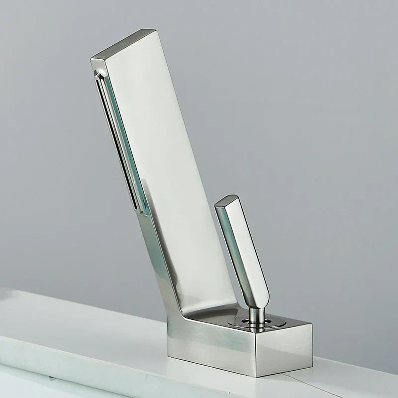 DecorBites™ Brass Waterfall Basin Faucet Hot/Cold Mixer Taps Single Handle Bathroom Sink