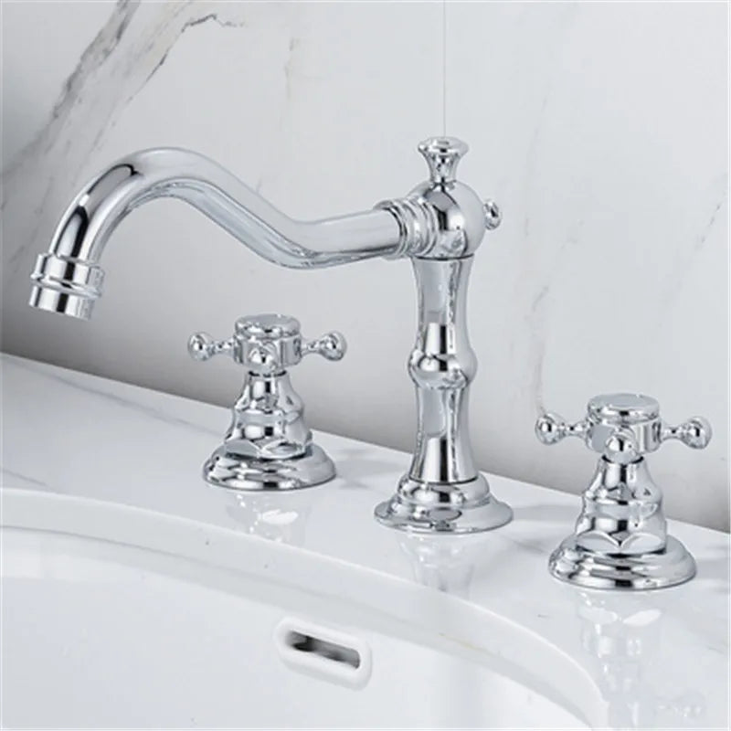 DecorBites™ Antique Brass Gold Bathroom Basin Faucet with Double Handles