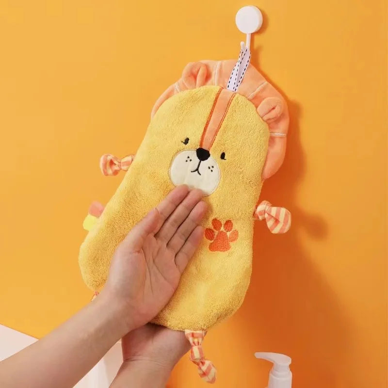 DecorBites™ Cartoon Animal Bathing Hand Towel for Kids - Soft, Absorbent Coral Velvet