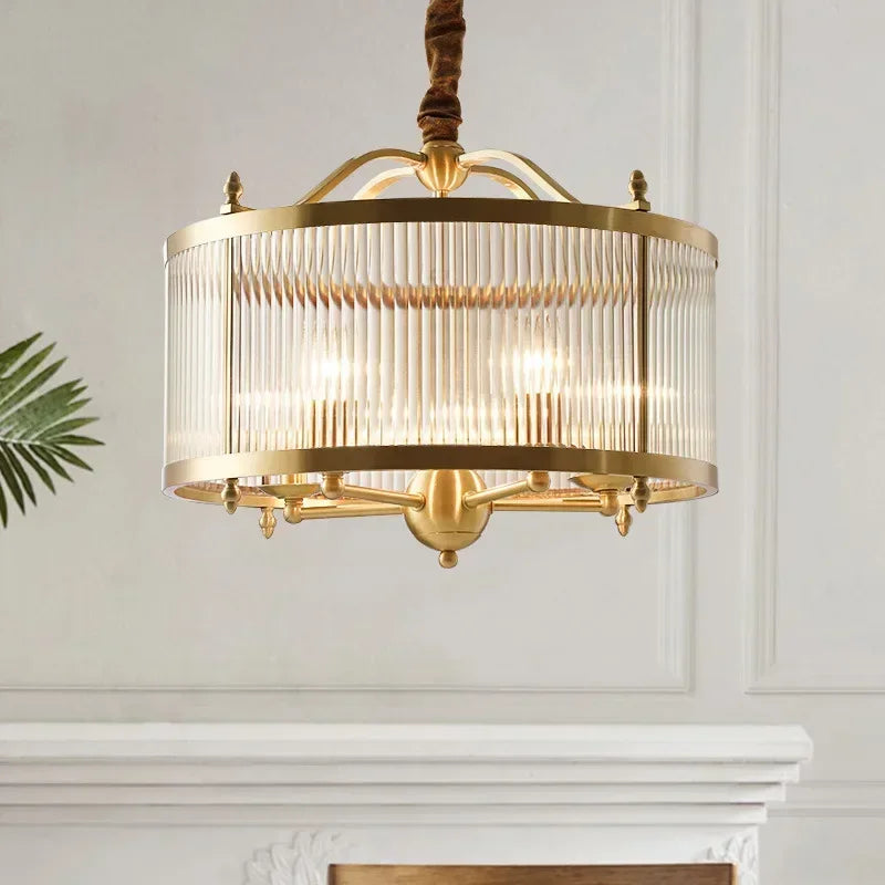 DecorBites™ Golden Copper Glass Chandelier LED Ceiling Pendant Light