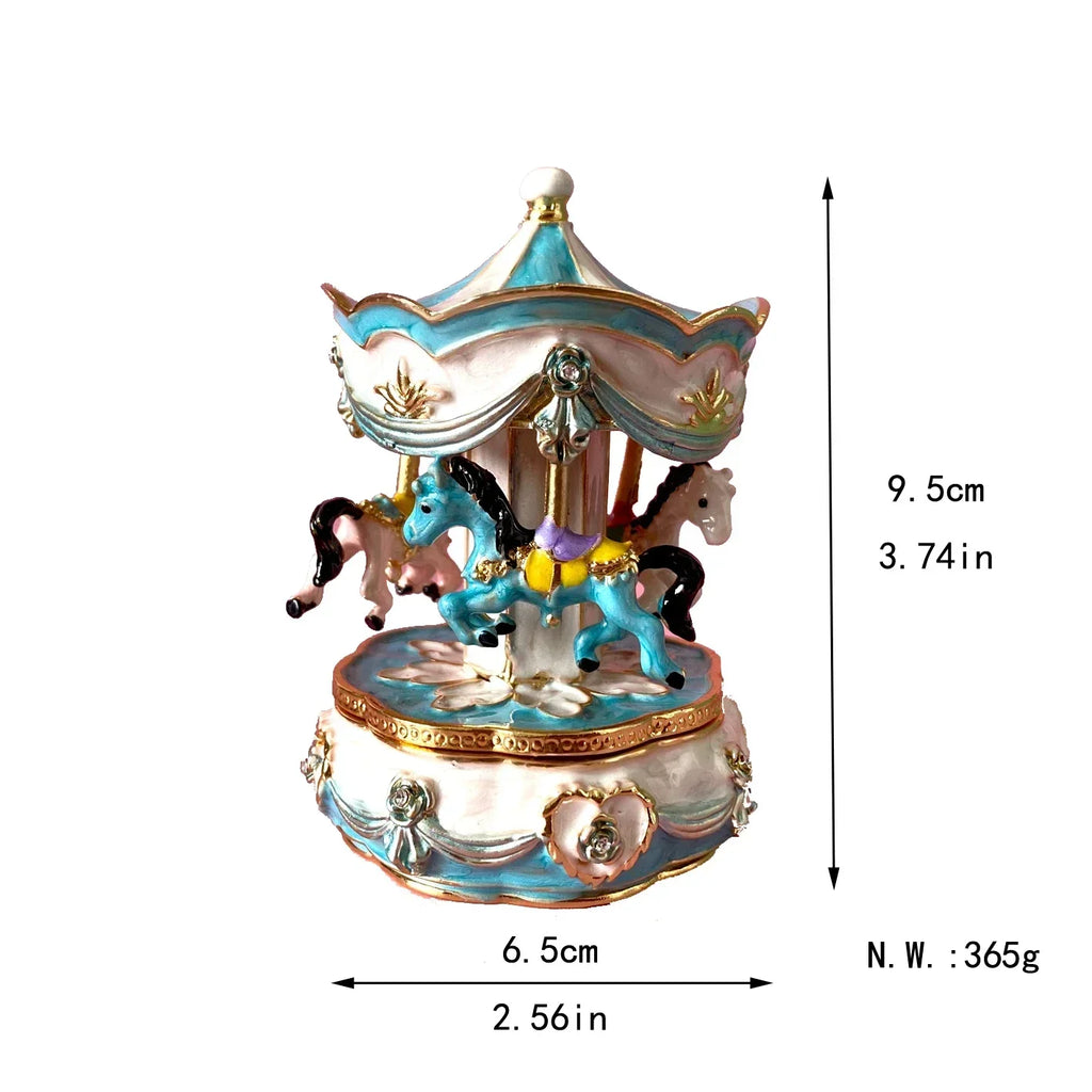 DecorBites™ Carousel Horse Figurine Trinket Box Hand Painted Collectible Ornament