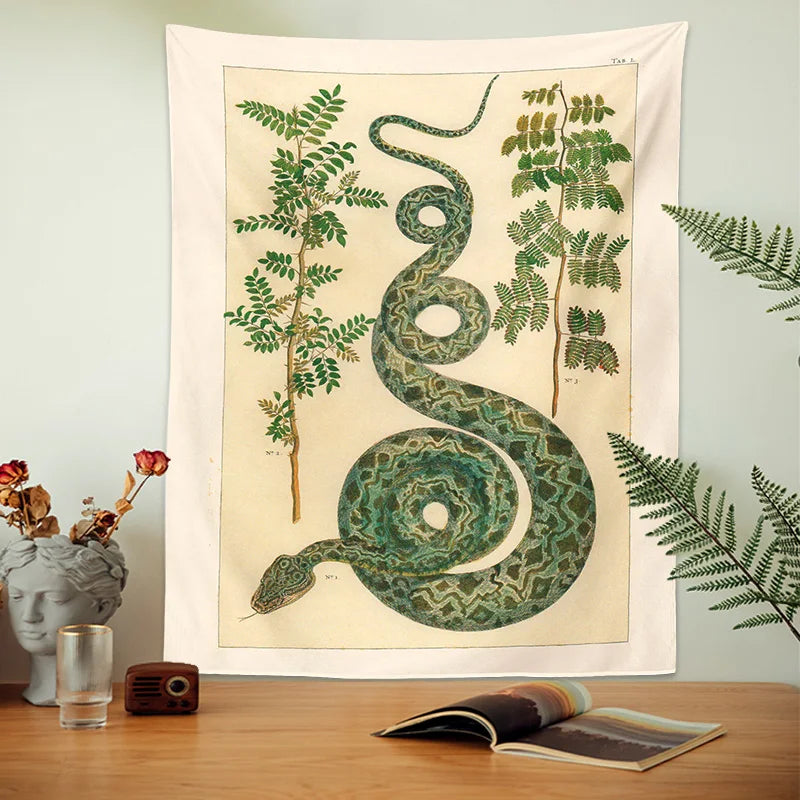 DecorBites™ Celestial Snake Tapestry Wall Hanging - Hippie Botanical Dorm Decor