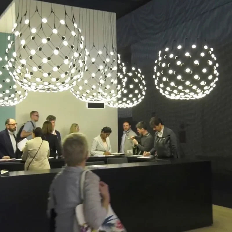 DecorBites™ LED Net Pocket Pendant Light: Minimalist Creative Art Chandelier for Living Room
