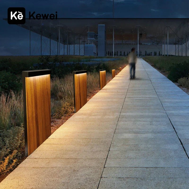 DecorBites™ LED Wood Grain Lawn Light - Waterproof Stainless Steel Street Lamp