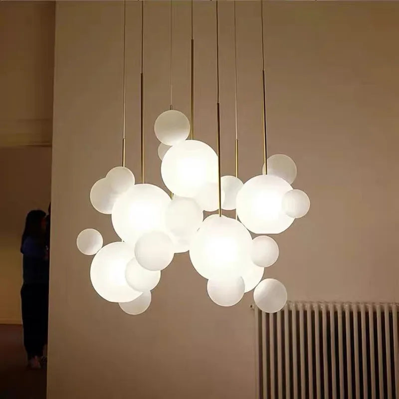 DecorBites™ Bubble Ball Pendant Light: Golden Iron Glass Lamp for Kitchen Island, LED Fixtures
