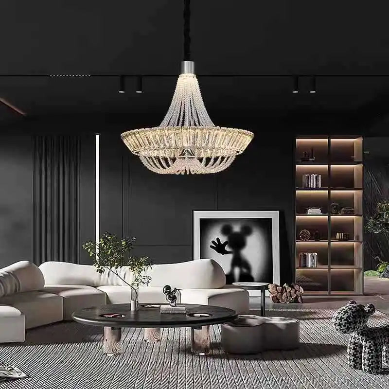 DecorBites™ Crystal Chandelier Chrome/Gold for Elegant Lighting in Living Room, Restaurant, Bedroom