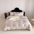 DecorBites™ Butterfly Flowers Embroidery Bedding Set 800TC Soft Silky Duvet Cover Set