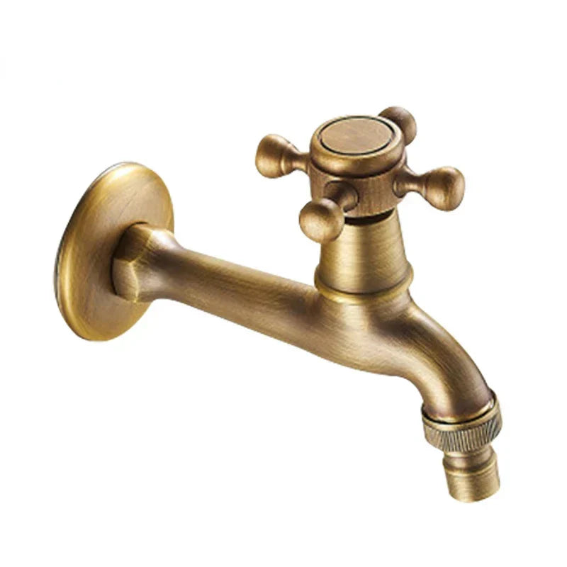 DecorBites™ Antique Brass Garden Bibcock Tap Decorative Water Faucet for Bathroom and Outdoor Use