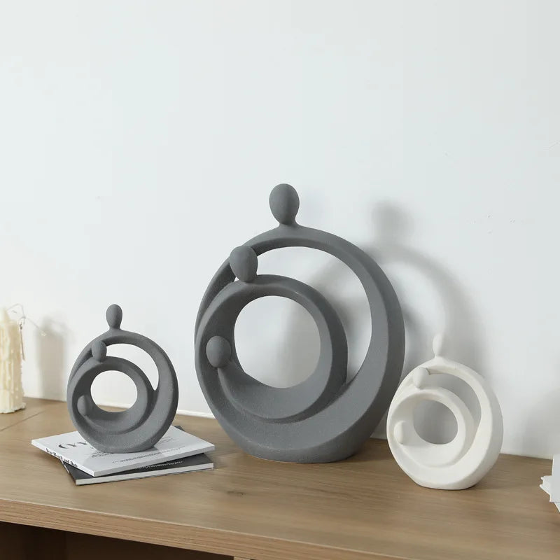 DecorBites™ Abstract Family Sculpture Set Geometric Home Decoration Ornaments