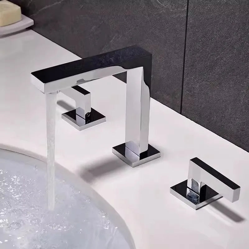 DecorBites™ Brass Black Basin Faucet | Antique Waterfall Sink Faucet | Hot & Cold 3-Hole Faucet