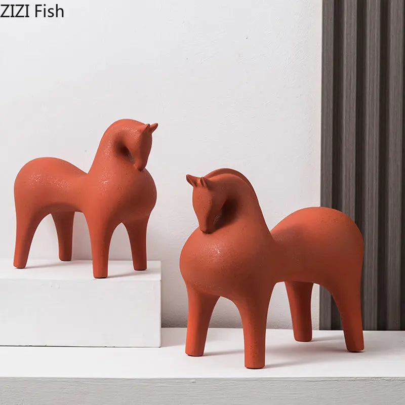 DecorBites™ Abstract Ceramic Horse Sculpture Decorative Figurine