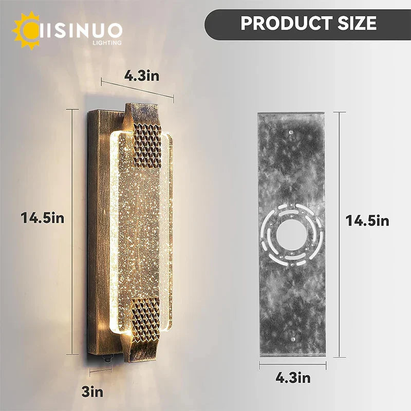 DecorBites™ Crystal Bubble Glass LED Outdoor Wall Sconce for Porch and Garden