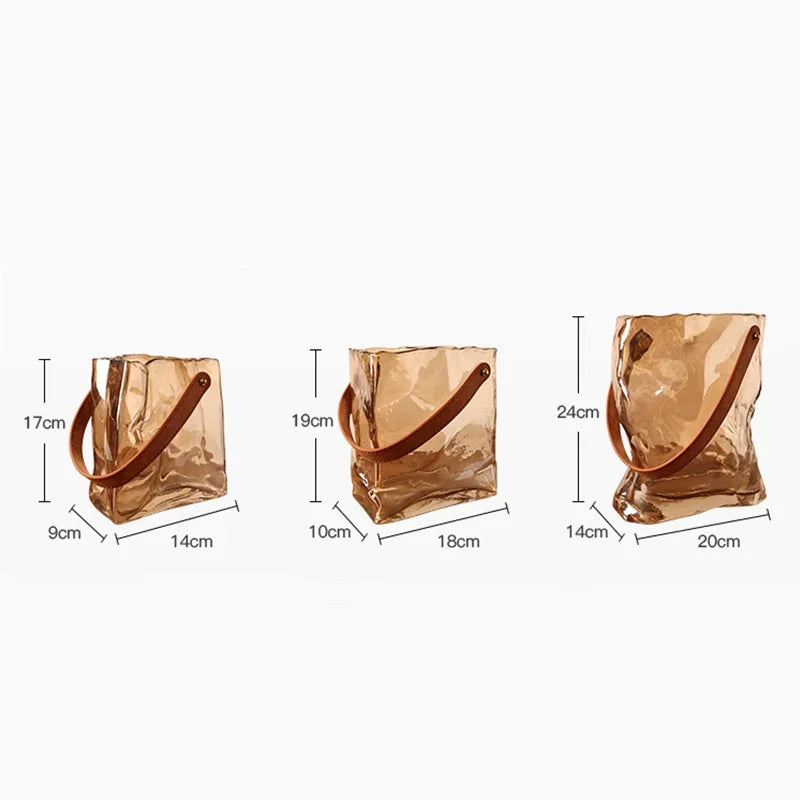 DecorBites™ Bag Shape Glass Vase Handbag Hydroponics Terrarium Home Decoration