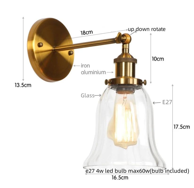DecorBites™ LED Glass Wall Lamp Industrial Stair Light Fixture for Home Decor