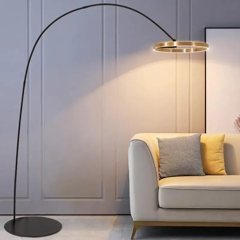 DecorBites™ Grote Dimbare Gouden Koperen Zwarte LED Vloerlamp voor Woonkamer en Hotel