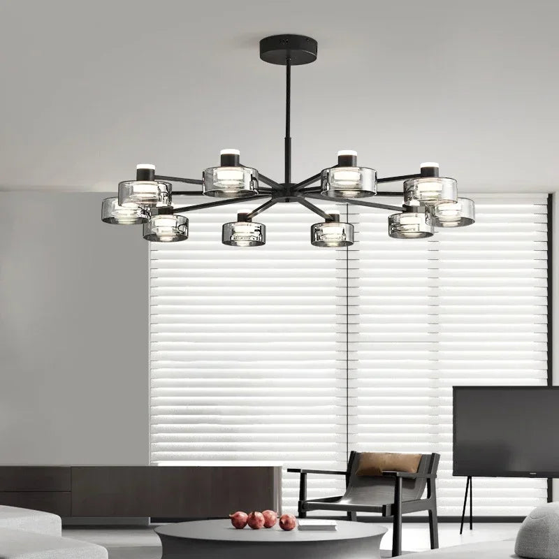 DecorBites™ Glass LED Chandelier: Modern Minimalist Copper Pendant Light for Living Room & Bedroom