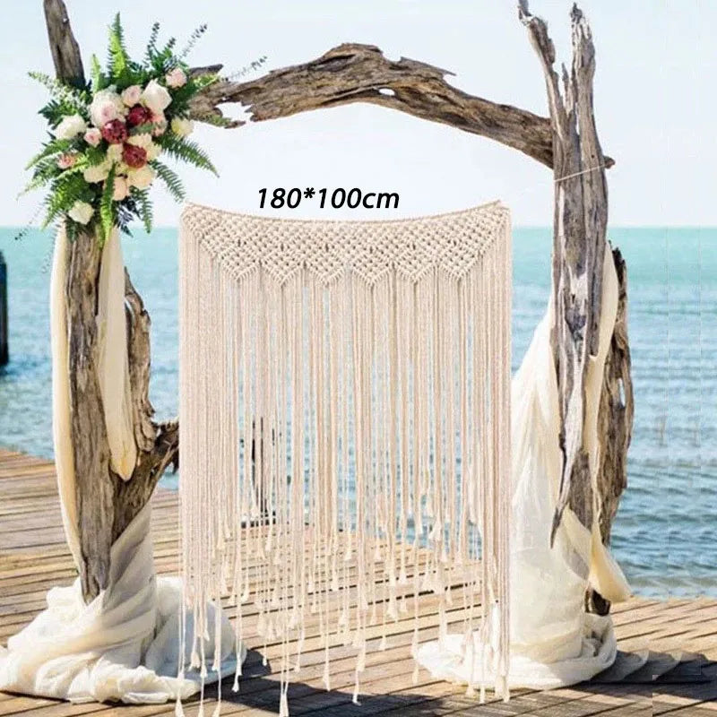 DecorBites™ Bohemian Macrame Curtain Tapestry for Door/Window/Wall, Wedding Home Decor