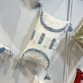 DecorBites™ Geometric Diamond Tufted Embroidery Pillowcases - Blue & White Fringed, 45x45/30x50cm