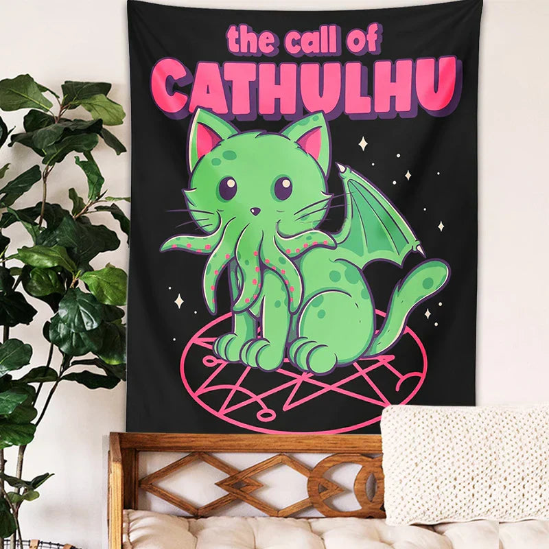 DecorBites™ Cat Call Tapestry Wall Hanging - Psychedelic Hippie Aesthetics Dorm Decor