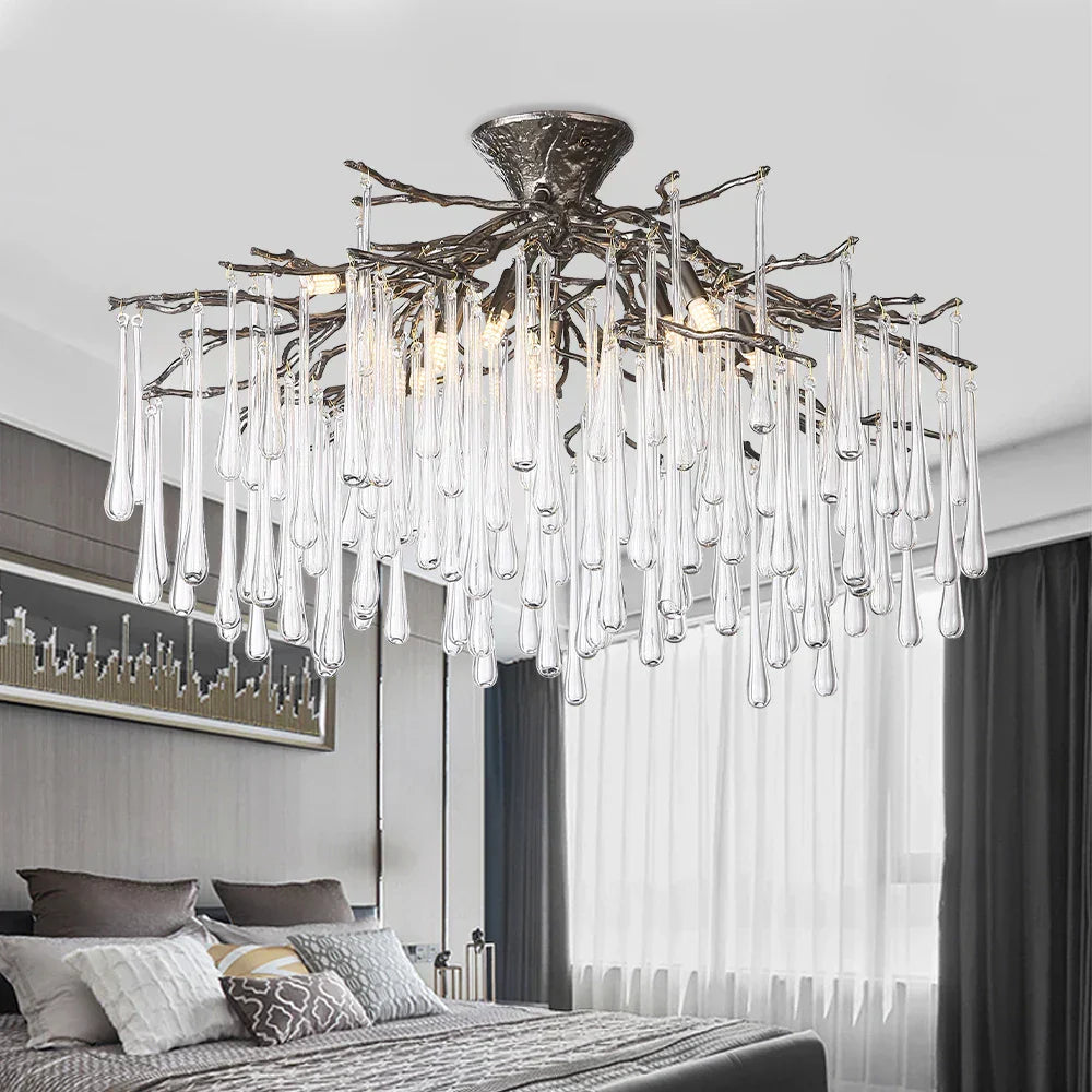 DecorBites™ Branch Crystal LED Ceiling Chandelier in Gold/Black for Dining Room Lobby