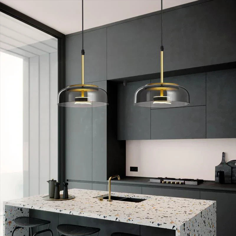 DecorBites™ LED Glass Bowl Pendant Light: Modern Nordic Home Decor Lighting for Dining Bedroom Kitchen Island