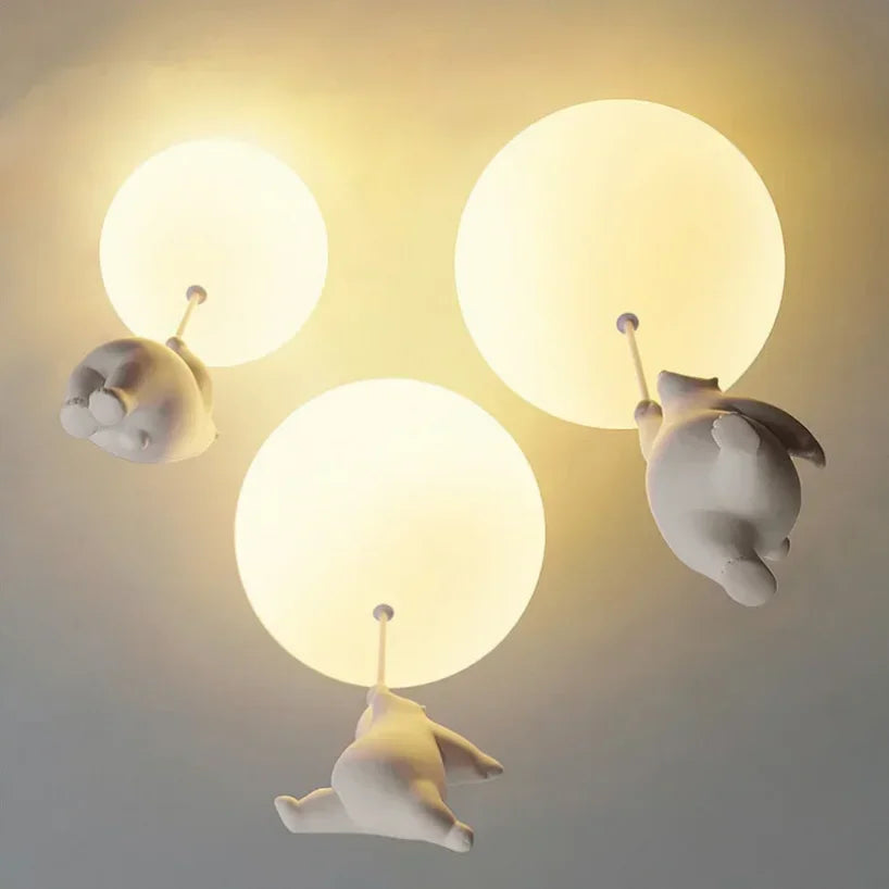 DecorBites™ Bear Pendant Light: Kids Bedroom Chandelier LED Balloon Ceiling Lamp