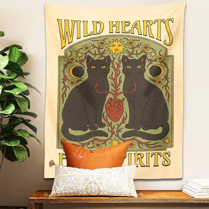 DecorBites™ Cat Hearts Tapestry Wall Hanging for Boho Home Decor