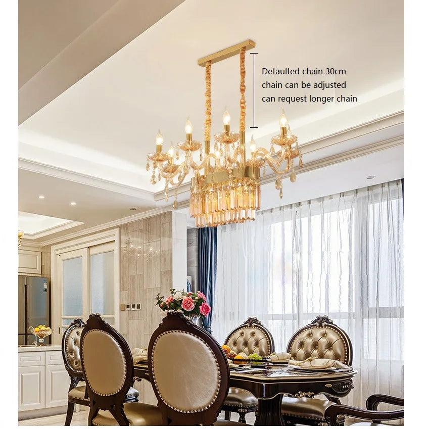 DecorBites™ Crystal Chandelier Pendant Light for Dining Room - Gold/Silver/Cognac/Smoky Gray - Indoor Décor