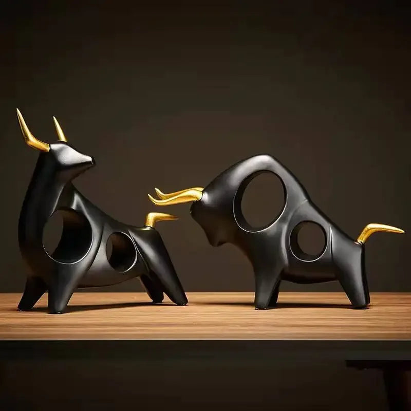 DecorBites™ Abstract Bull Sculpture Cattle Statue for Home Decor Living Room Ornament