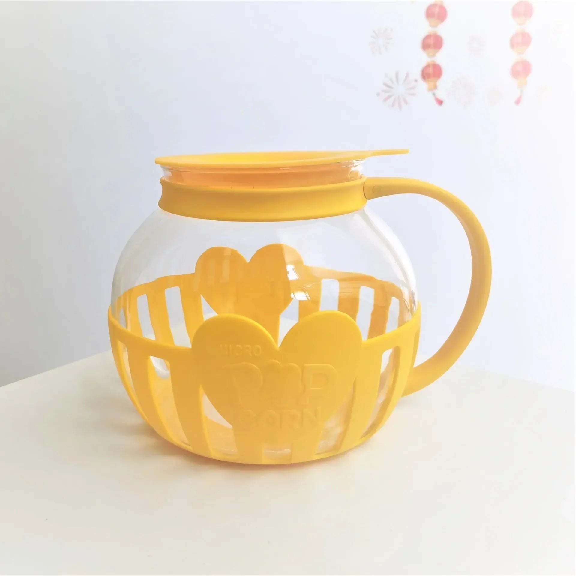 DecorBites™ Glass Popcorn Maker, 3 Qt Pot with Dual Function Lid