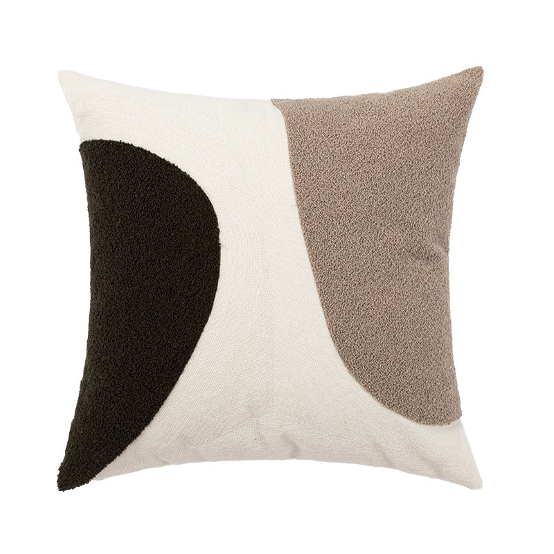 DecorBites™ Abstract Beige Coffee Brown Knot Cushion Cover | Handmade Neutral Art for Sofa Bed