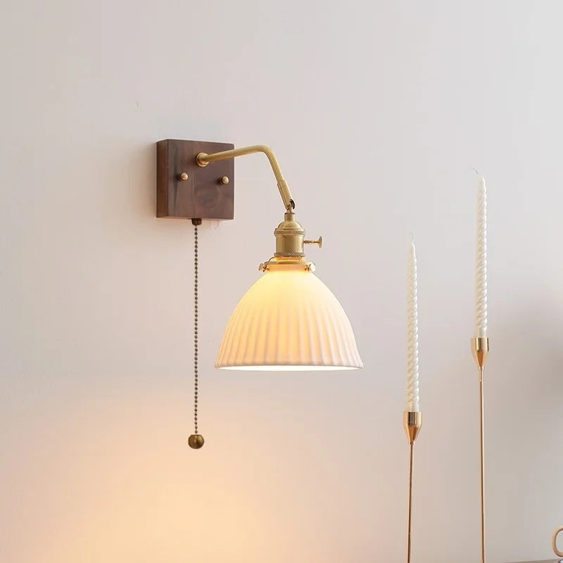 DecorBites™ Ceramic Copper LED Wall Lamps Pull Chain Switch Modern Stair Light Fixtures