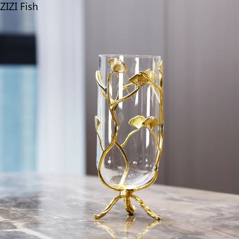 DecorBites™ Ginkgo Leaf Glass Vase Hydroponic Flower Pots Modern Desk Decoration