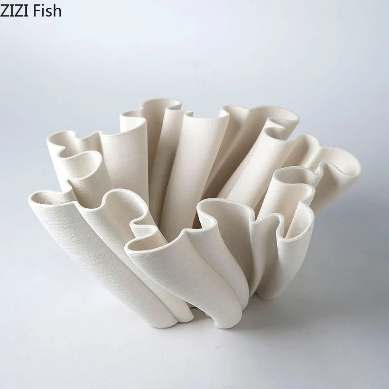 DecorBites™ Bud Shape Ceramic Vase Floral Arrangement Desk Decor Modern Artificial Flowers