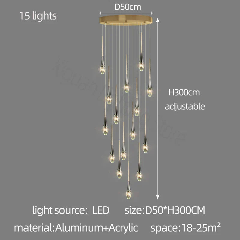DecorBites™ Elegant Crystal Chandelier for Duplex Villa, Restaurant, and Living Room