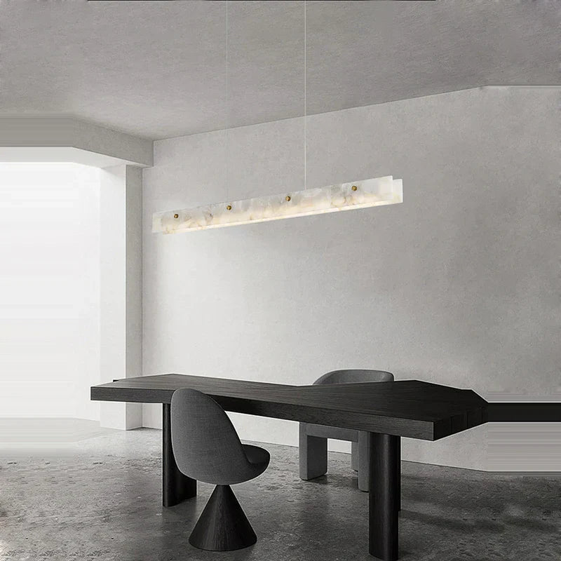 DecorBites™ Art Deco Marble Steel Chandelier: Modern LED Black Gold Lighting for Dinning Room